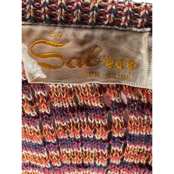 Sabra knit sweater pull over stretch nautical brown short sleeve round neck - Picture 11 of 11